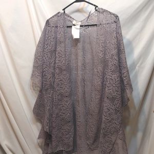 David and Young open knit open front overlay grey sweater